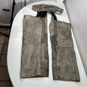 USA Bikers Dream Apparel Chaps Grey Genuine Leather XXL Bikercore Motorcycle